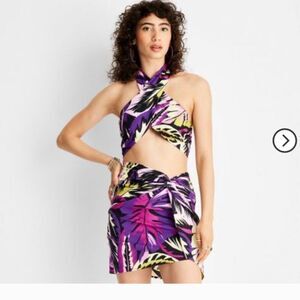 Future Collective,Purple and Pink Ruched Wrap Mini Skirt, Nwt